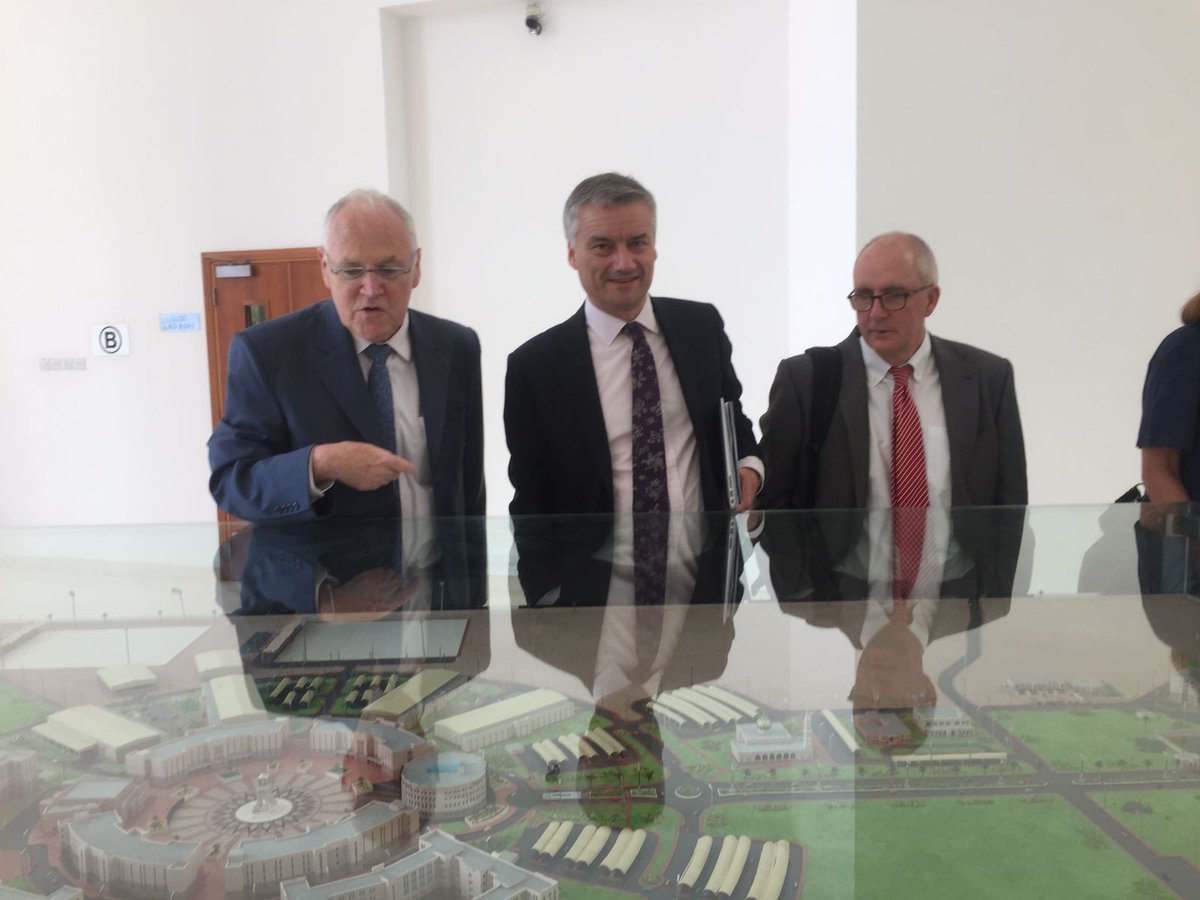 tcdglobal's tweet photo. Provost and President of Trinity College Dublin @pjprendergast toured the campus of MTC in Oman this morning with Dean of @mtcoman Professor Eugene Coyle. The Provost is due to give a talk on the E3 Institute and give a seminar on innovation in Engineering today #trinityglobal https://t.co/viuomBlEgS