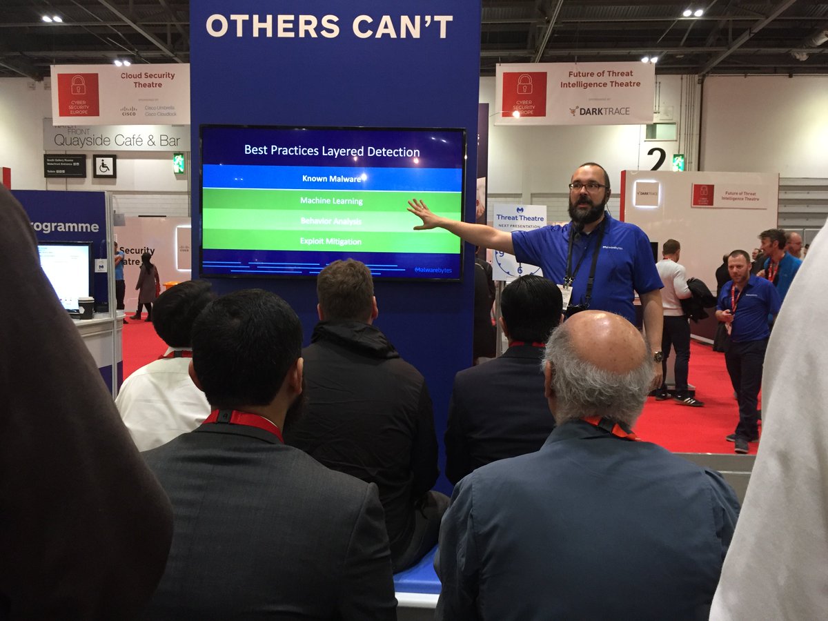 Malwarebytes's tweet photo. “The best #cybersecurity protection? A multi-layered approach” - come to stand B24 for more tips #IPExpo2017 https://t.co/PnN3nrgjhF