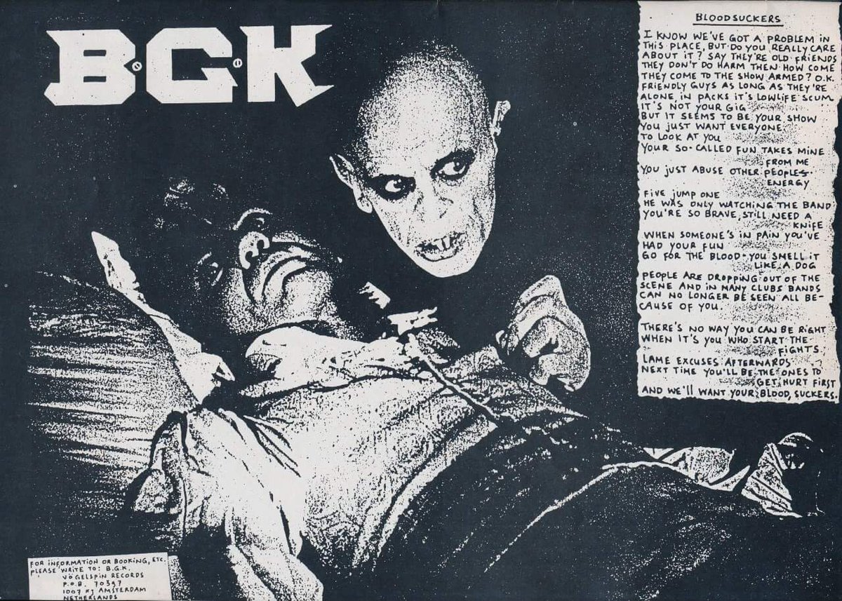Krushfuck's tweet photo. "Next time you'll be the ones to get hurt first,
And we'll want your blood, suckers."
#BGK #HardcorePunk #80sHardcore #DutchHardcore #1980s https://t.co/JMUHYXkzpX