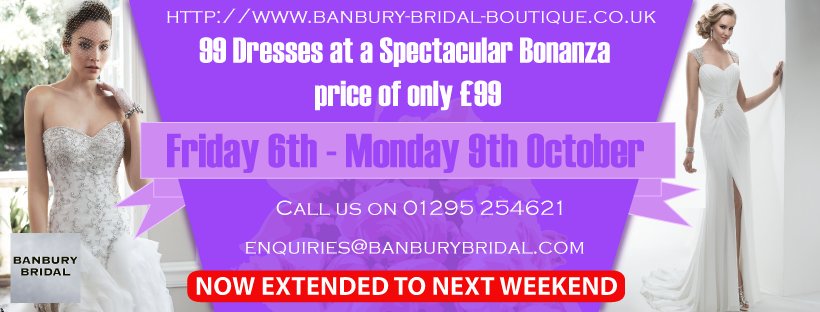 There's still time.  #Designer gowns in all sizes. 99 gowns for just £99!  Stock clearance #Banbury #Sale #Weddings #Wedding #Gowns #Dresses