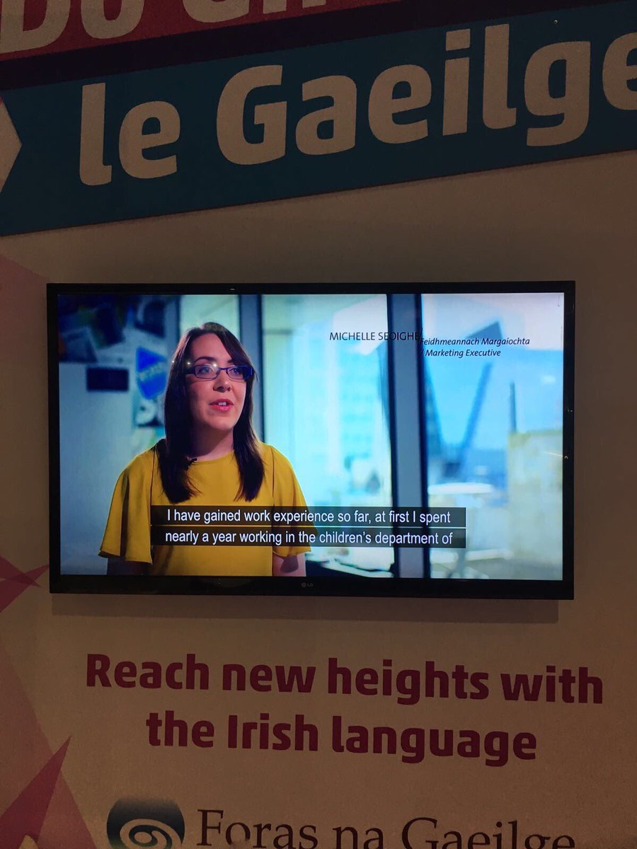 Tabhair cuairt orainn ag seastán #doghairmlegaeilge san RDS inniu. Seimineár le <a href="/BlathnaidRua/">Bláthnaid Ní Chofaigh</a> faoi dheiseanna le #Gaeilge ag tosú ag meánlae