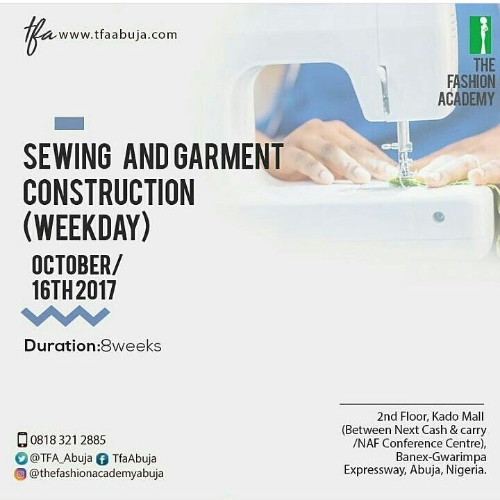 TFA_Abuja's tweet photo. Bring out the fashion designer in YOU!! . Join us in a special sewing and garment construction (weekday) classes.
#fashiondesigntraining https://t.co/6BSipuScbS