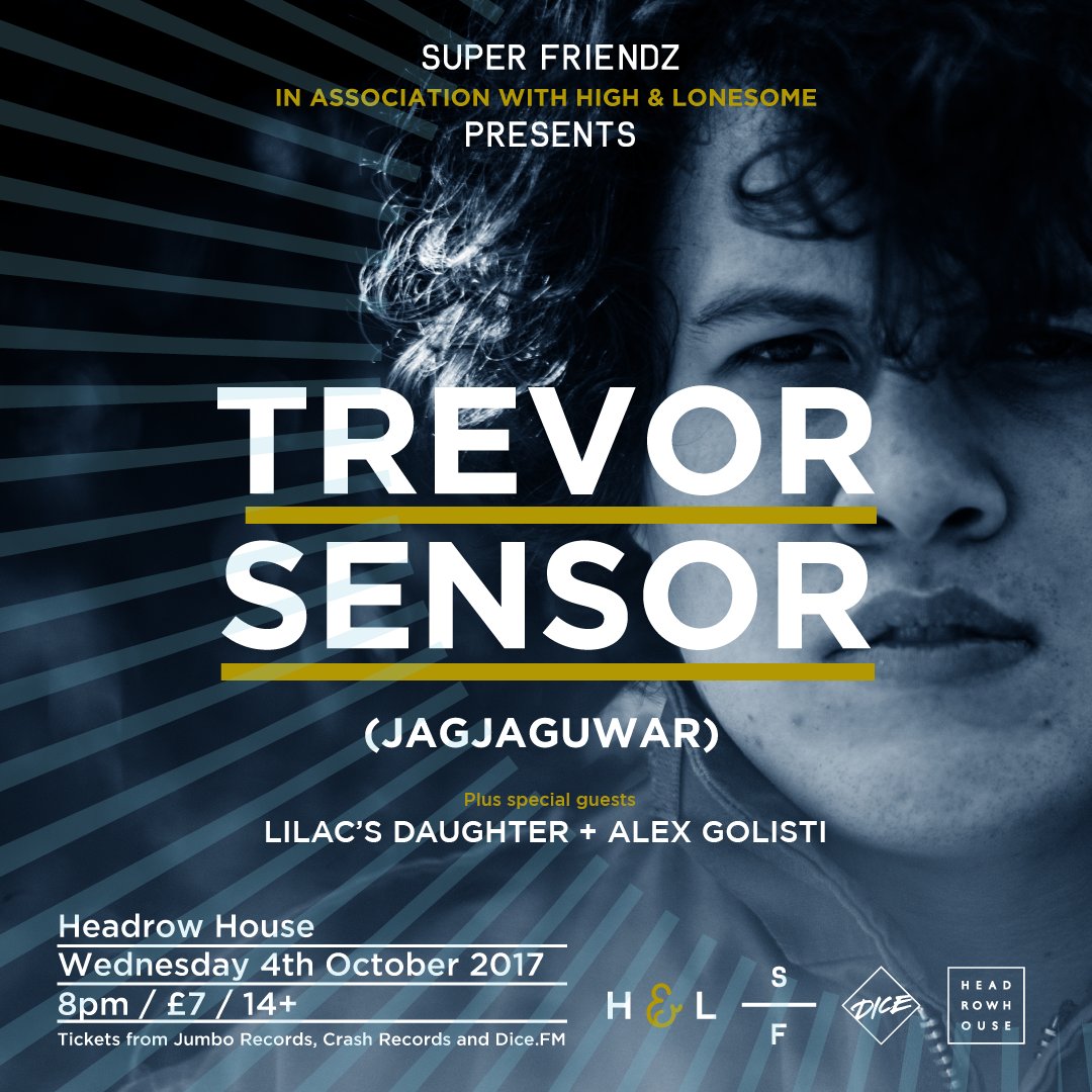 Tonight we team up with the <a href="/HighandLonesome/">High & Lonesome</a> to bring @trevorsensor to <a href="/headrowhouse/">Headrow House</a> ! Doors 8PM | Alex Golisti 8.15PM | <a href="/LilacsDaughter/">Lilac's Daughter</a> 9 | @trevorsensor 9.45PM. Tickets still available at <a href="/dicefm/">DICE</a> <a href="/Crash_Records/">Crash Records</a> <a href="/JumboRecords/">Jumbo Records</a> + <a href="/seetickets/">See Tickets</a> or on the door!