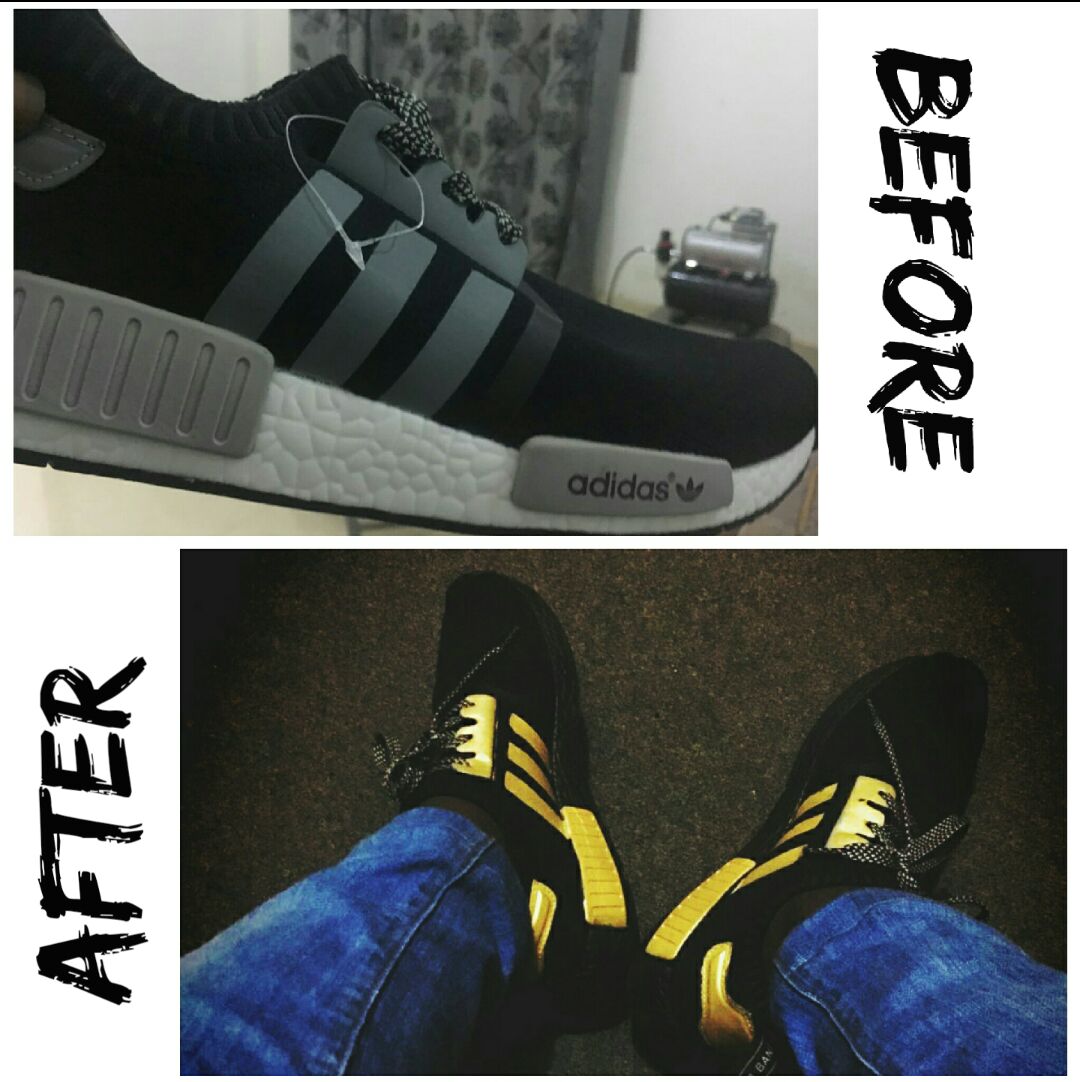JBC_GH's tweet photo. Client brought us his brand new Adidas NMDs for customization. What do y'all think? #TheJBCEffect #WalkDifferent https://t.co/XBjF26GTtt