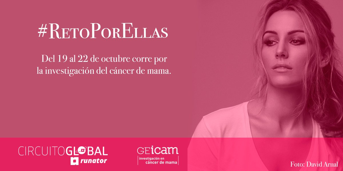 runator's tweet photo. Del 19 al 22 de octubre corre contra el cáncer de mama. Únete a @Edurnity y @GEICAM en el #RetoPorEllas
Súmate https://t.co/YW8L3QHGnt https://t.co/z8PtNy0Y7Z