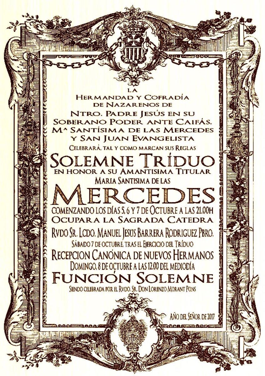 Jerez_Life's tweet photo. 📍📅 Los días 5, 6 y 7 de Oct @SoberanoJerez celebrarán el solemne triduo en honor a María Stma. De las Mercedes. #JerezCofrade #JerezLife https://t.co/oCP45LVsc2