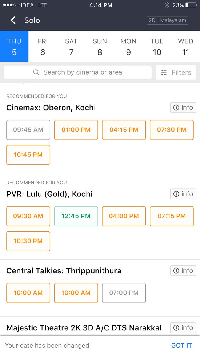 Mollywoodstory's tweet photo. #Solo Cochin Plexes &amp; Single Screen Booking🙏

#DQFORT 

@dulQuer @nambiarbejoy @Officialneha https://t.co/dSDnmBIWxJ