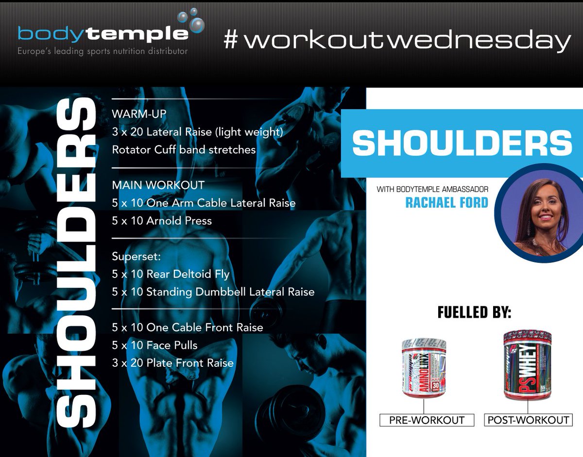 Fuelled by <a href="/ProSupps/">ProSupps</a>, it's shoulders day for BT Ambassador <a href="/Rachaelford92/">Rachael Ford</a>. #WorkoutWednesday