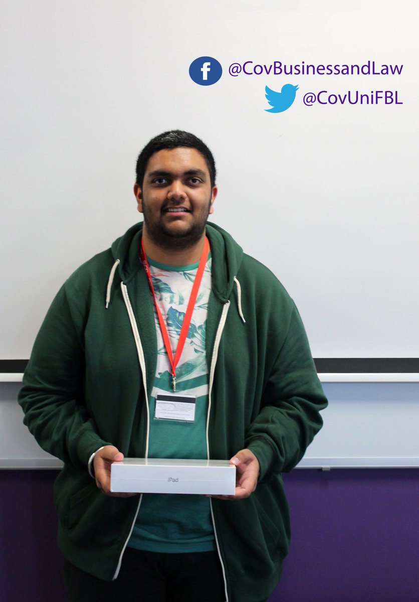 CovUniBL's tweet photo. #Congratulations again to @J355EL for winning the #iPadCompetition
 😊🎊🎉 https://t.co/poXCCWLgzg