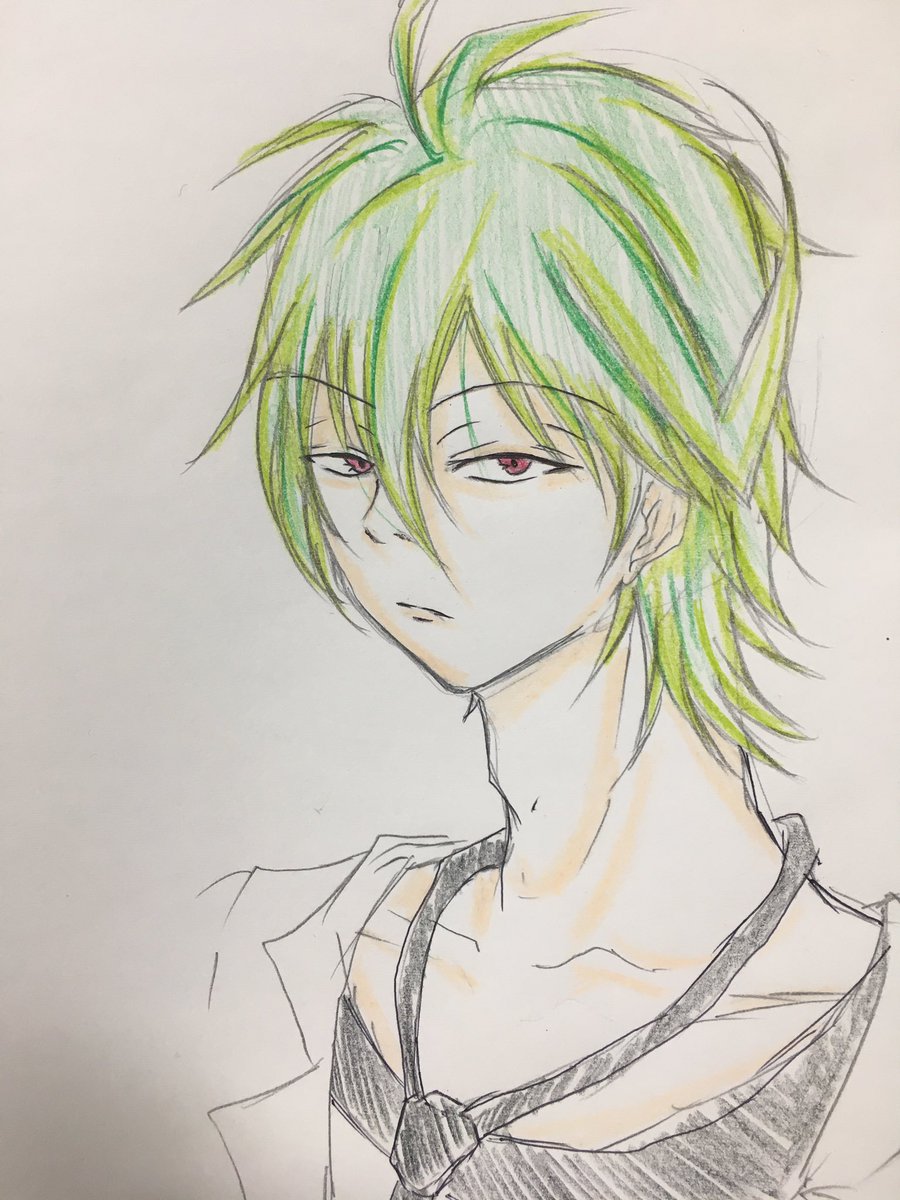 久々のお絵かきだー、色鉛筆が側にあったから