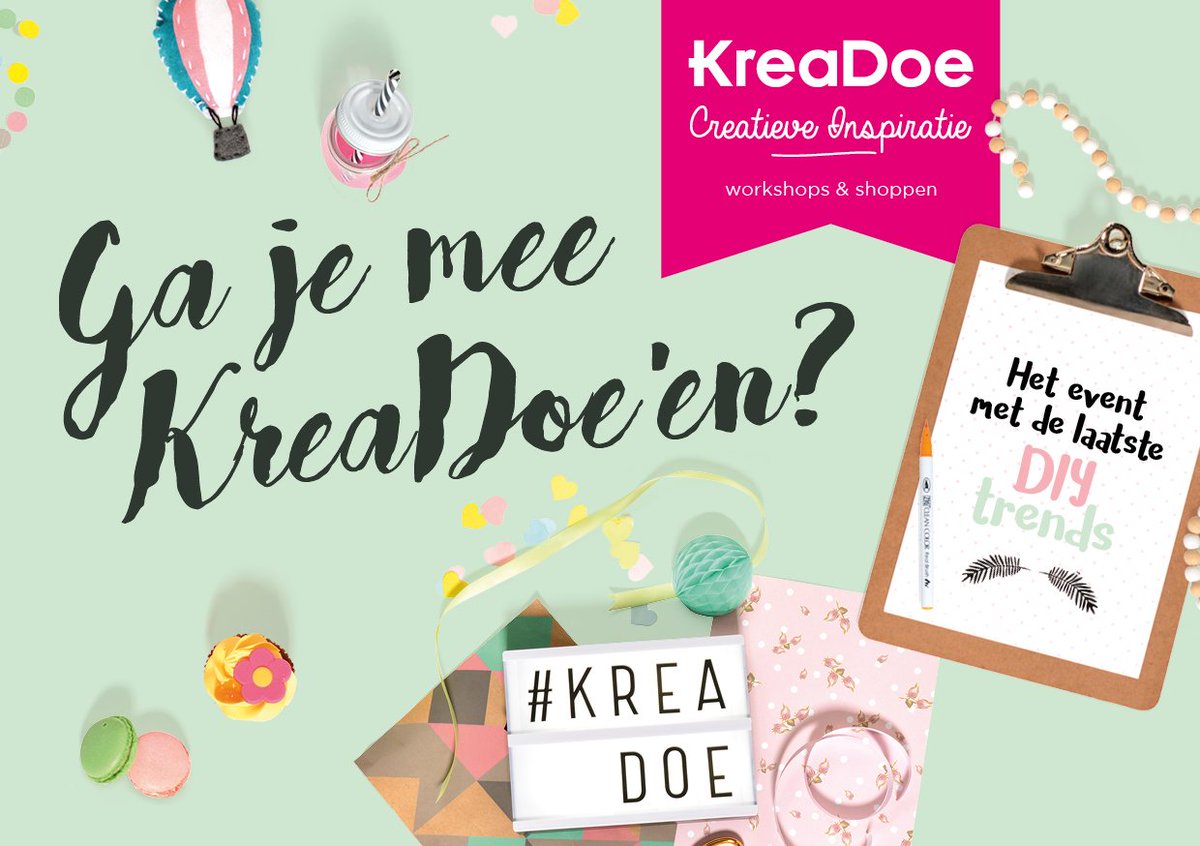 Kom jij tussen 1 en 5 november weer KreaDoe’en? Kom inspiratie opdoen, shoppen en workshops volgen. Bekijk de website voor meer informatie!