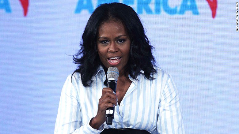 cnni's tweet photo. Michelle Obama says there's a stark difference in the lessons young people will learn from her husband and Trump https://t.co/JO8EV7jQrv https://t.co/r86a3yi1dl