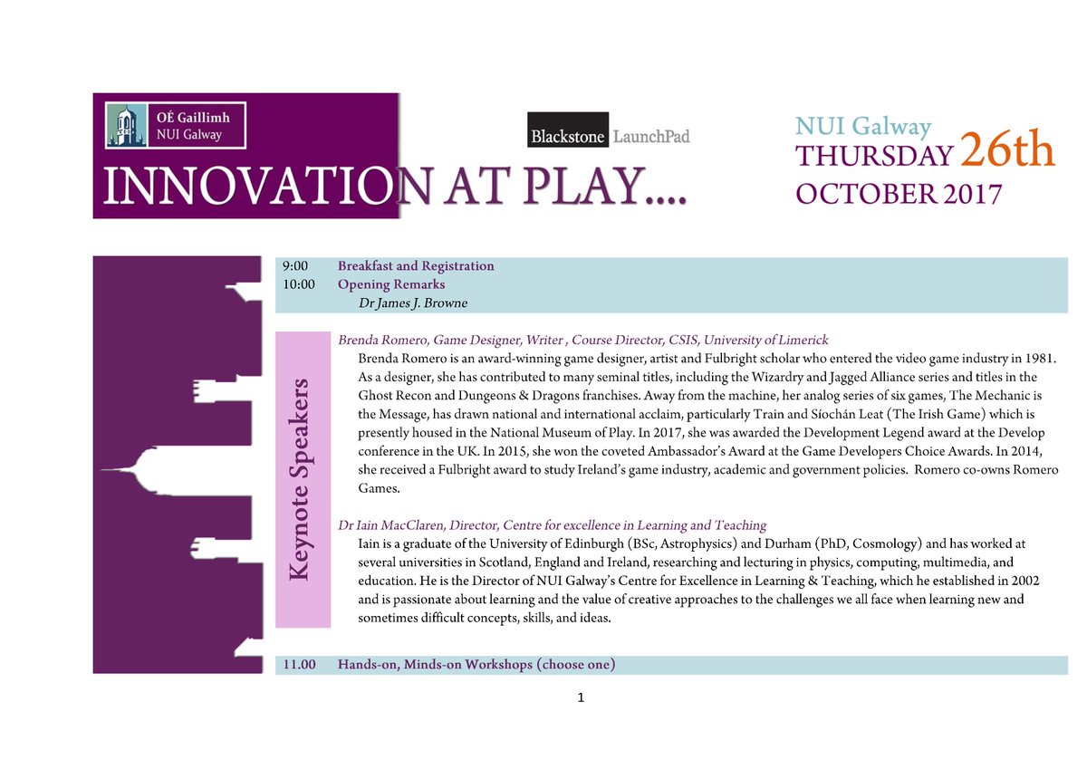 johnbreslin's tweet photo. Innovation at Play one day experiential symposium @LaunchPadNUIG @nuigalway w/ @br @zophilpott @iainmacl @adatheshow https://t.co/0M9IVZxtwV https://t.co/bKwLbtCisB