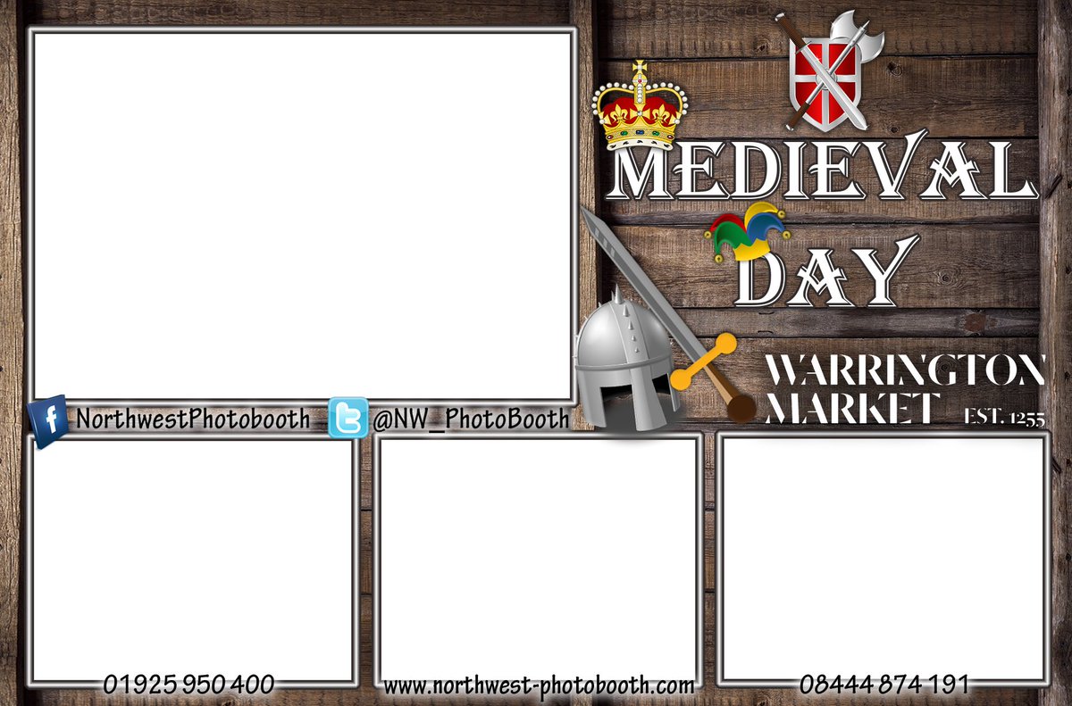 NW_PhotoBooth's tweet photo. Busy day designing templates for the booths. What do you think of our #medieval print design ready for the #MedievalDay at @warringtomarket? https://t.co/OcI17glf7b