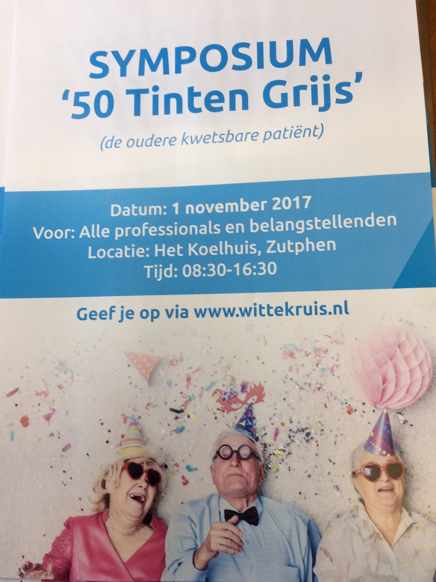 Steeds meer mensen enthousiast voor #symposium 50 tinten grijs# over de kwetsbare oudere. Jij kunt er ook bij zijn <a href="/wittekruis/">Sherpa</a>.nl