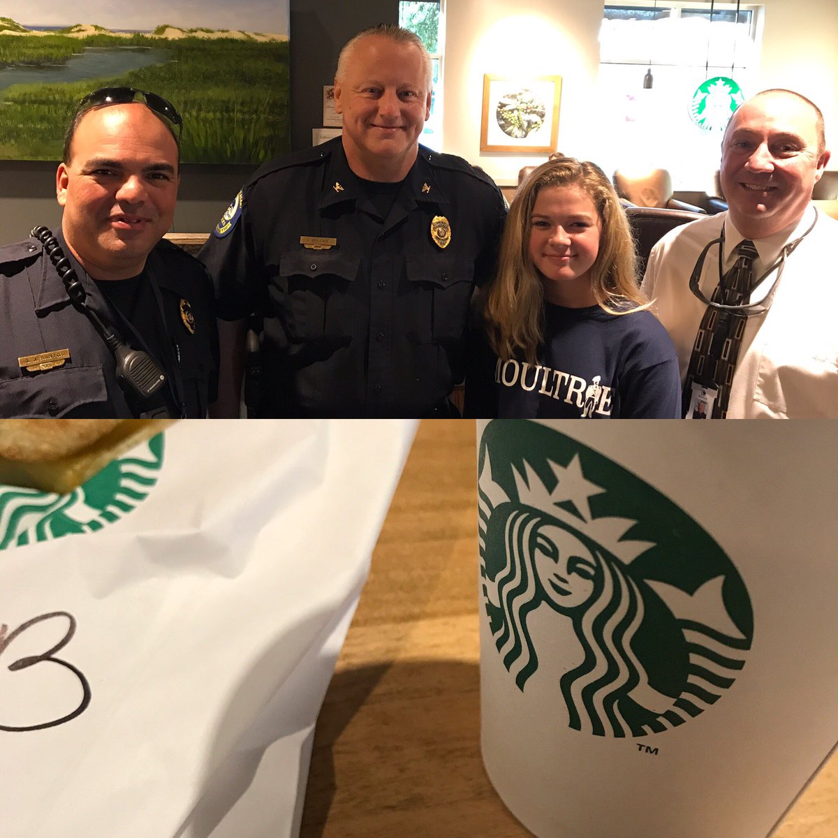 CokiePerfectDay's tweet photo. National #coffeewithacop day @Starbucks and @MountPleasantPD THANK YOU for your service! #PerfectDay https://t.co/9iDgkmc4tq