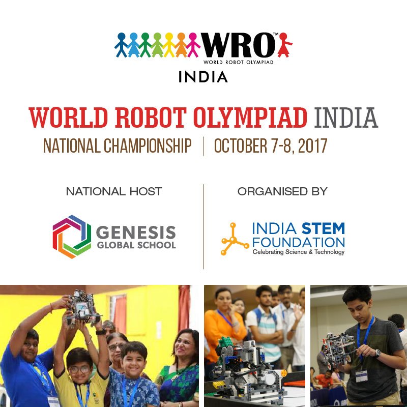 WROINDIA's tweet photo. See you all at the National Championship of @WROINDIA 
to be held at @GenesisGSchool on 7-8 Oct 2017
#WROIndia #WorldRobotOlympiadIndia https://t.co/GCQj5qO79t