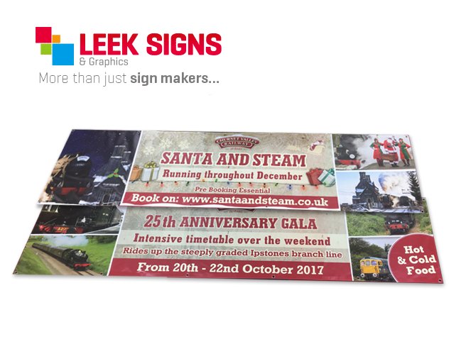 LeekSigns's tweet photo. Hemmed and eyeleted banners, designed and printed for Churnet Valley Railway. https://t.co/FnKYWcTBru