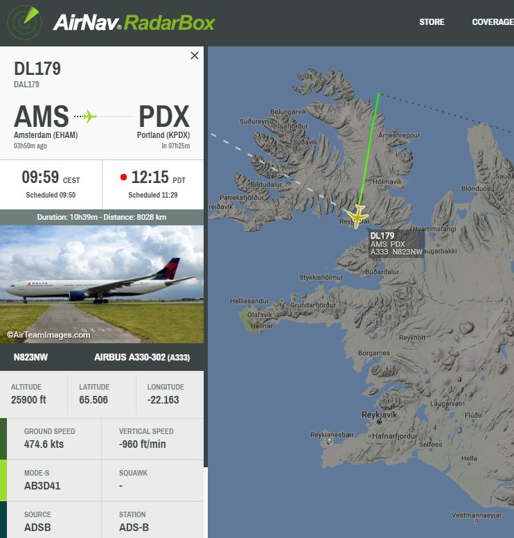 airlivenet's tweet photo. Delta Air Lines flight #DL179 from Amsterdam to Portland is diverting to Reykjavik
https://t.co/N2fAfBFpy2 https://t.co/YlYTlEcTyV