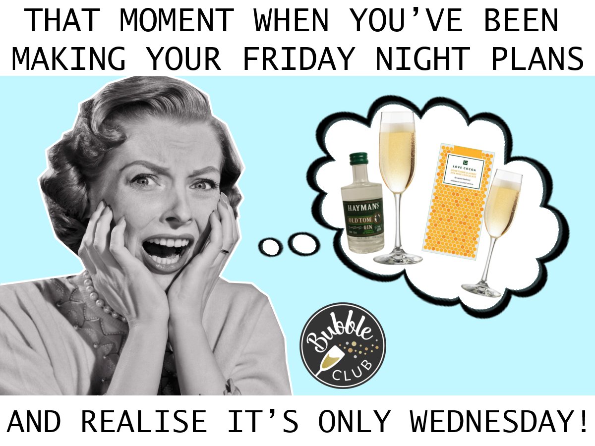 Halfway there, #fizz fans! Friday is slowly but surely on its way... 🍾🍾🍾 #HumpDay

→ bubbleclub.co.uk