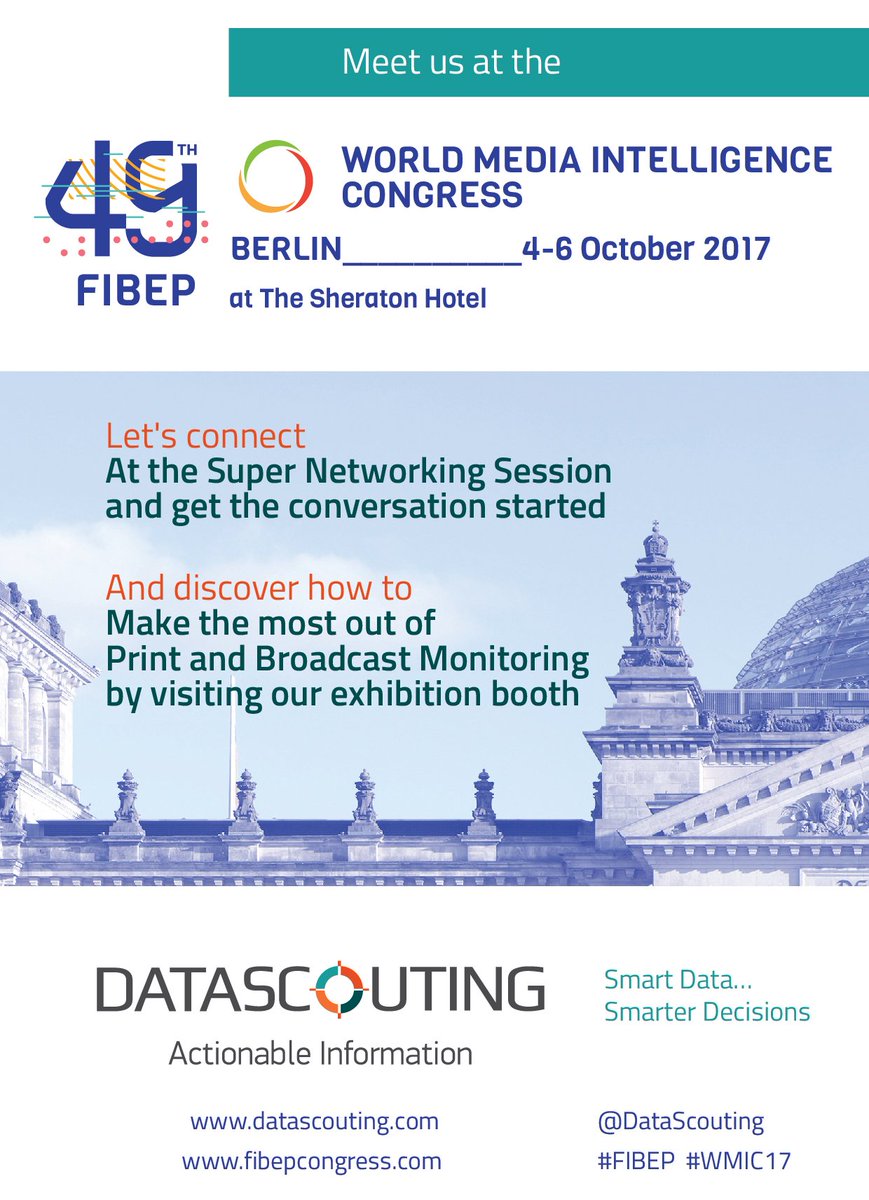 DataScouting's tweet photo. #LetsSNS Lets meet & talk about #MediaIntelligence solutions for print & broadcast #admonitoring #logodetection #FIBEP #WMIC17 #SNS https://t.co/xX4rbeYKs9