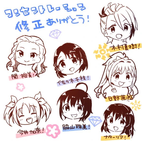 修正が嬉しかったのでコンセントレーションのSSRの子たちを描きました。みんな使いやすくなるんですよねたぶん! 