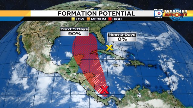 Updated graphic on the Tropics we could see our next Tropical Depression form later today in SW Caribbean https://t.co/r5mN2dzhr6