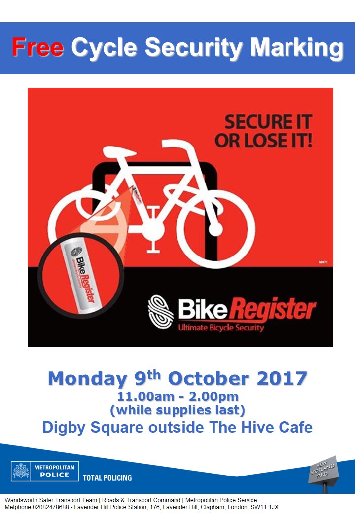 UR_Green's tweet photo. Next monday in Digby Square! @RoehamptonUni staff and students can get their bike tagged  #cycling #lookafteryoubike #security https://t.co/fTuVWVavyI