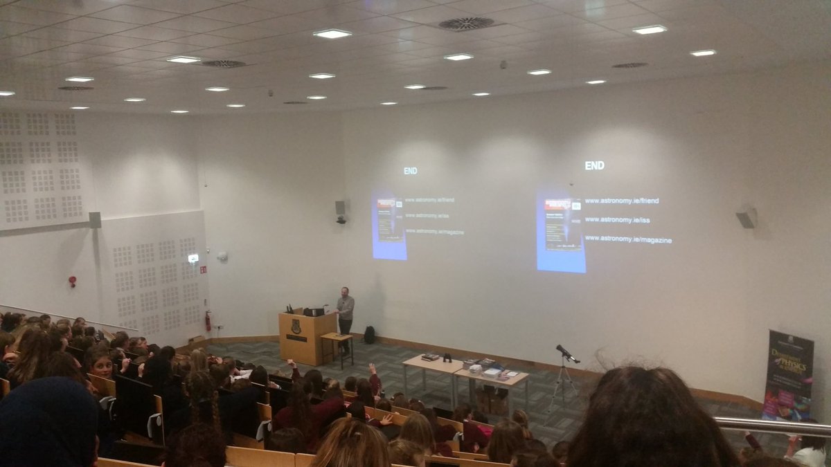 ULAstroSoc's tweet photo. Delighted to celebrate Space Week /w David Moore from @AstronomyIRL at @UL , as David explains the universe to a host of Junior Cert pupils. https://t.co/8hcsvQQAyA