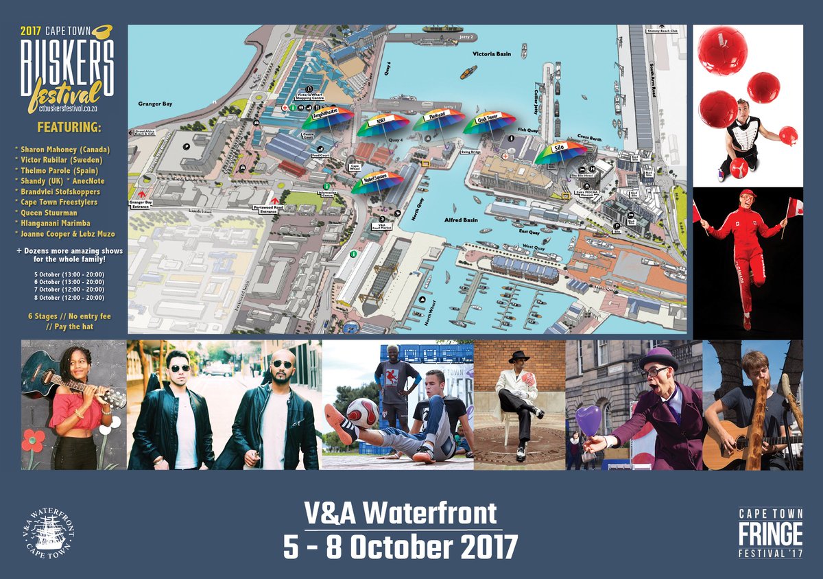 VandAWaterfront's tweet photo. Tomorrow marks the beginning of the Cape Town Buskers Festival taking place at the V&amp;A. Shows start from 1pm. Check out the awesome lineup! https://t.co/iYk1pH5FYr