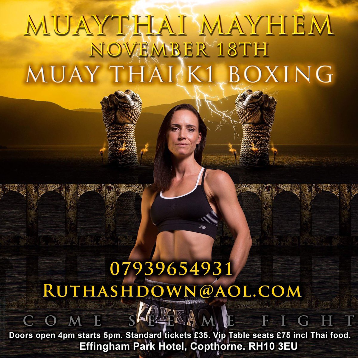 ruthashdown's tweet photo. My next #fight, I have #tickets, would love you #support 07939654931
Ruthashdown@aol.com @CrawleyMartArts @WBCMuaythaiUK @Physiques101 https://t.co/GXtV0Q70uJ