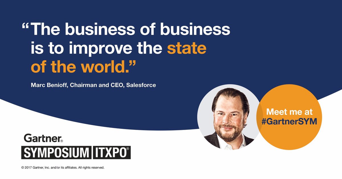 Benioff's tweet image. Join me this morning in Orlando at 9am. #GartnerSYM @salesforce investor.salesforce.com.  @mimaoz @ynatis