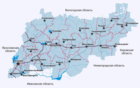 Карта с боговарово костромской