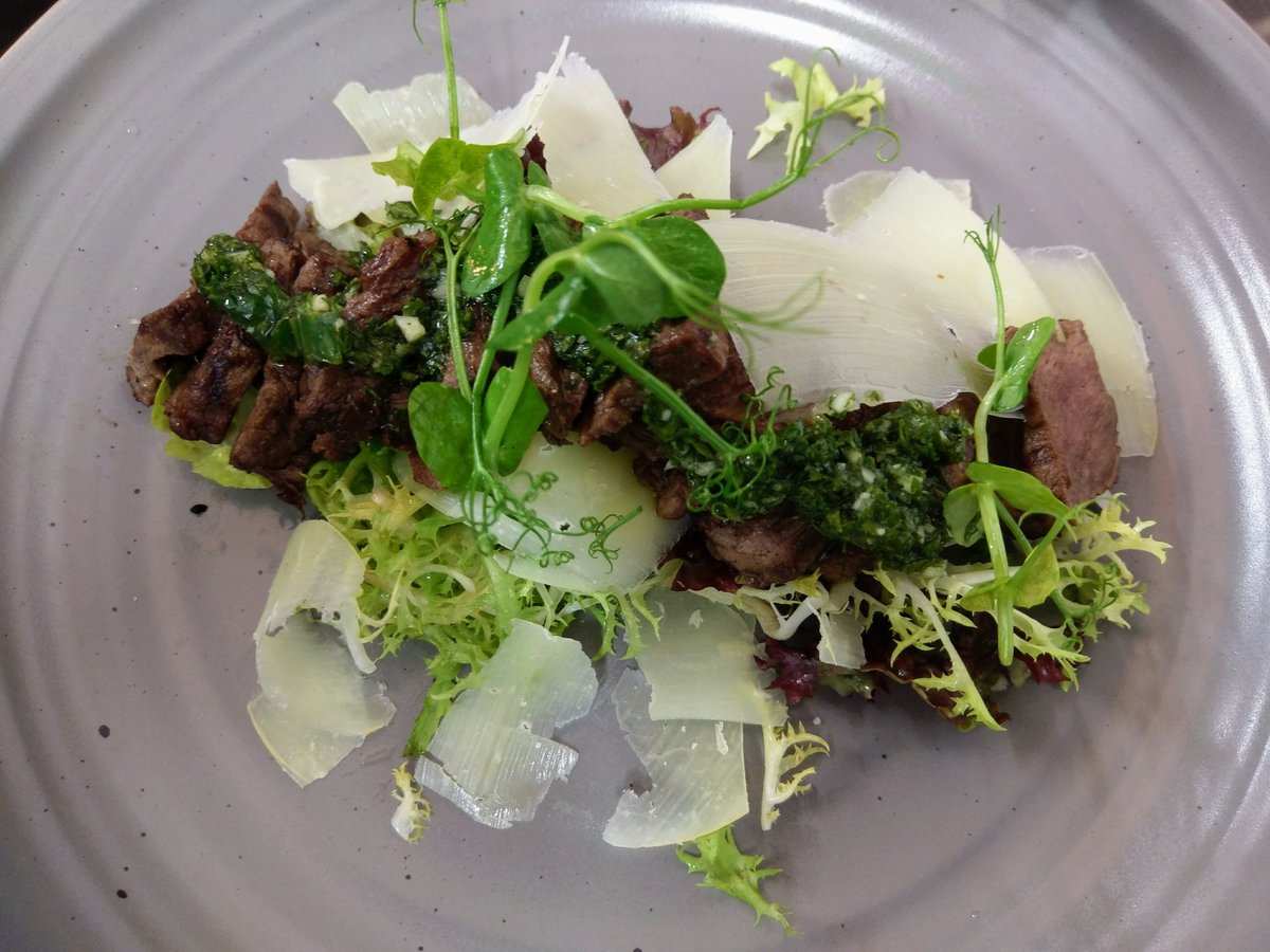 Castlemine Farm marinated beef feather blade, cratloe hill sheep cheese and gremolata. #eatlocal #eat healthy