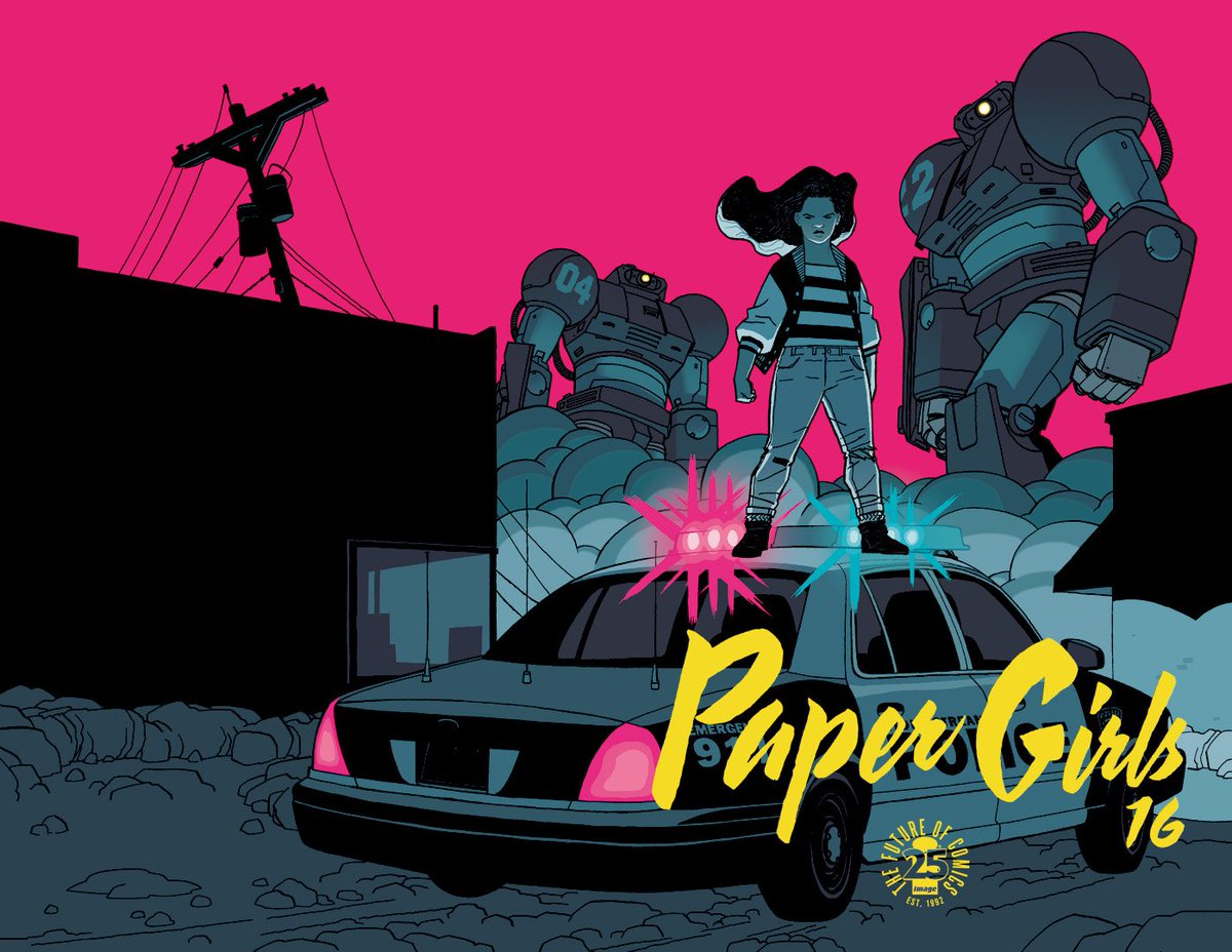 cliffchiang's tweet photo. We're back! It's the year 2000, and the girls have landed in the middle of a giant robot war. Thrills! Chills! Answers! More questions! https://t.co/LdPII9PBC7