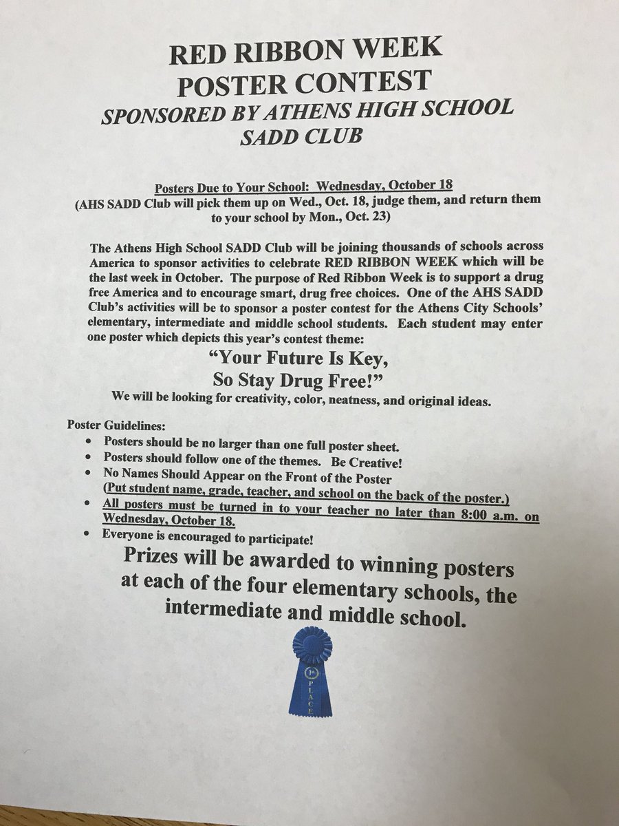 SusanWales4's tweet photo. Red Ribbon Week Poster Contest - due to Brookhill on Oct. 18. @BES_media #_BEStday https://t.co/k1jsHwn9Iq