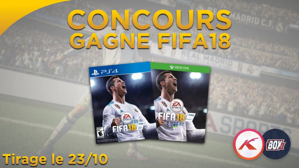 SltCBarn's tweet photo. #CONCOURS #GIVEAWAY 🎁

GAGNE #FIFA18 🎮

RT 🔁 + FOLLOW @box_concours &amp; @KeyFranceOff 🔍

Tirage le 23/10 🌐 https://t.co/1pzwVEBTck