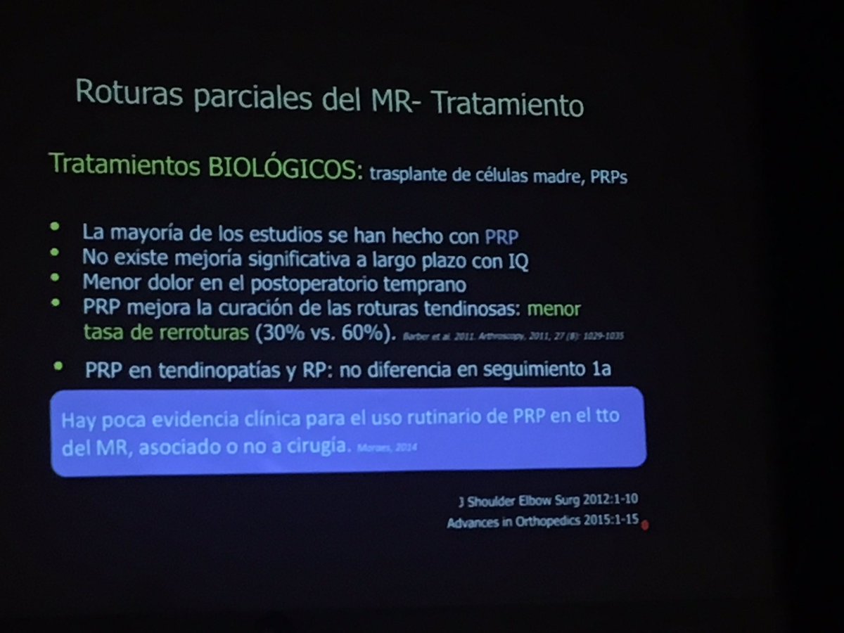 EnriqueFdezpr's tweet photo. Hay ESCASA evidencia de PRP/células madre en tto de roturas parciales de manguito. #DonostiaMSK https://t.co/73zMmhmFuv