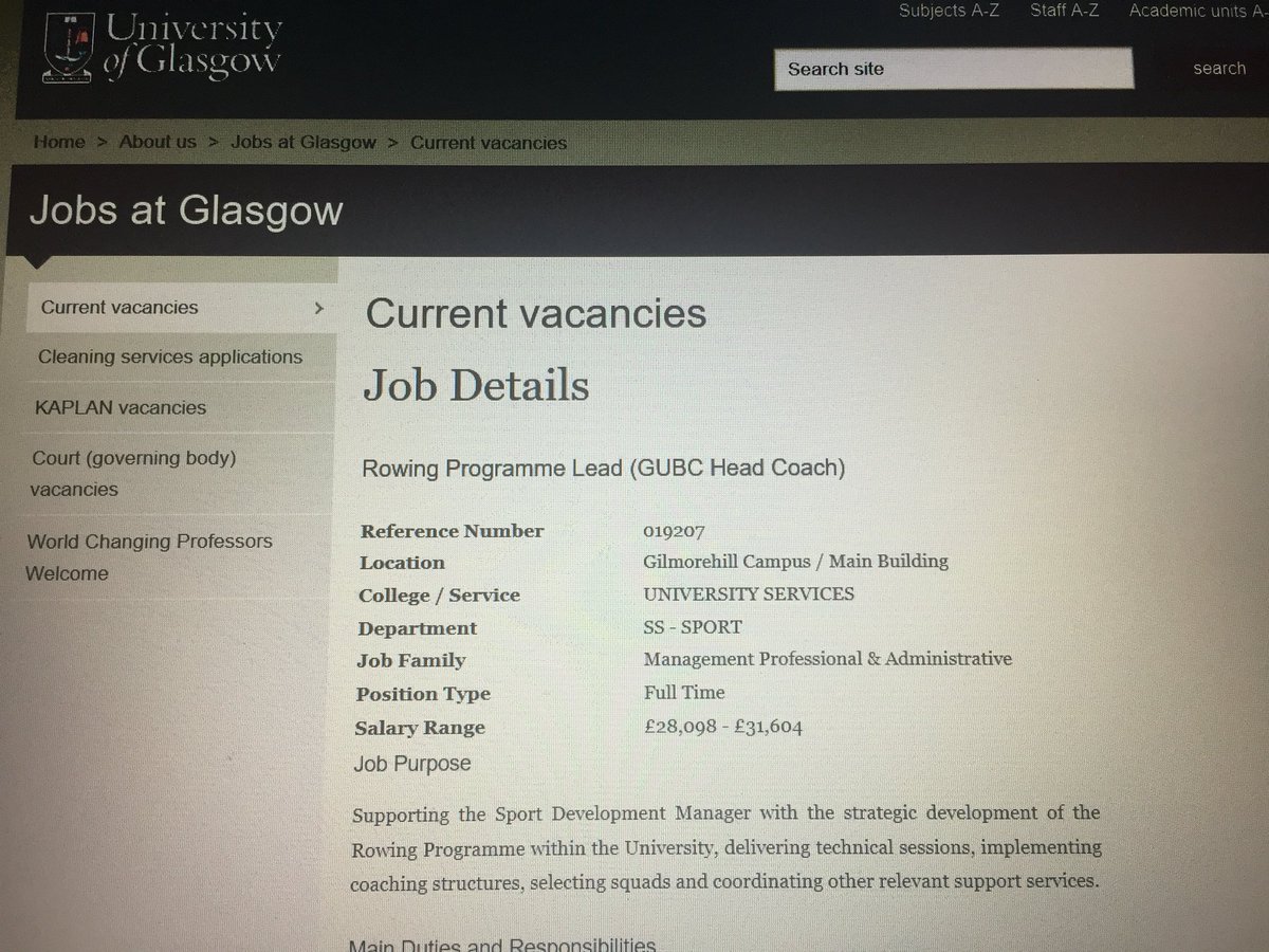 ScottishRowing's tweet photo. JOB ALERT - Exciting opportunity as Glasgow University Boat Club seek a new full-time Head Coach | https://t.co/8AIIAvcYTP #jobsinsport https://t.co/7Ui3YgjYnz