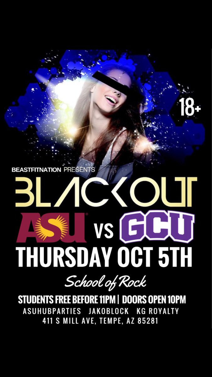 BeastFitNation's tweet photo. Retweet to win tickets to the huge gcu vs asu party Thursday night ! Going to be a movie https://t.co/avhtzGI2oM