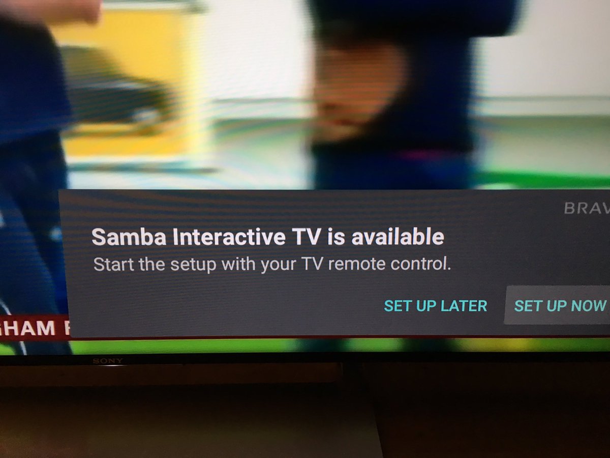 HeloiseHorton's tweet photo. WTF is "Samba Interactive TV" and 
do I want to set it up 1) now; 2) later; 3) never??? #NewTVproblems https://t.co/7A76UZbhSf