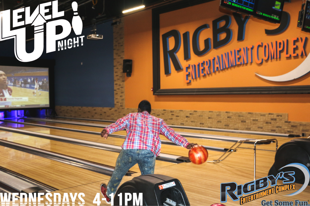 RigbysFun's tweet photo. Looking for affordable mid-week fun? Join us on Wednesdays for #LevelUpNight! $5 bowling, $5 pitchers, and $5 pizza. #GetSomeFun https://t.co/rt6TZIYjTF