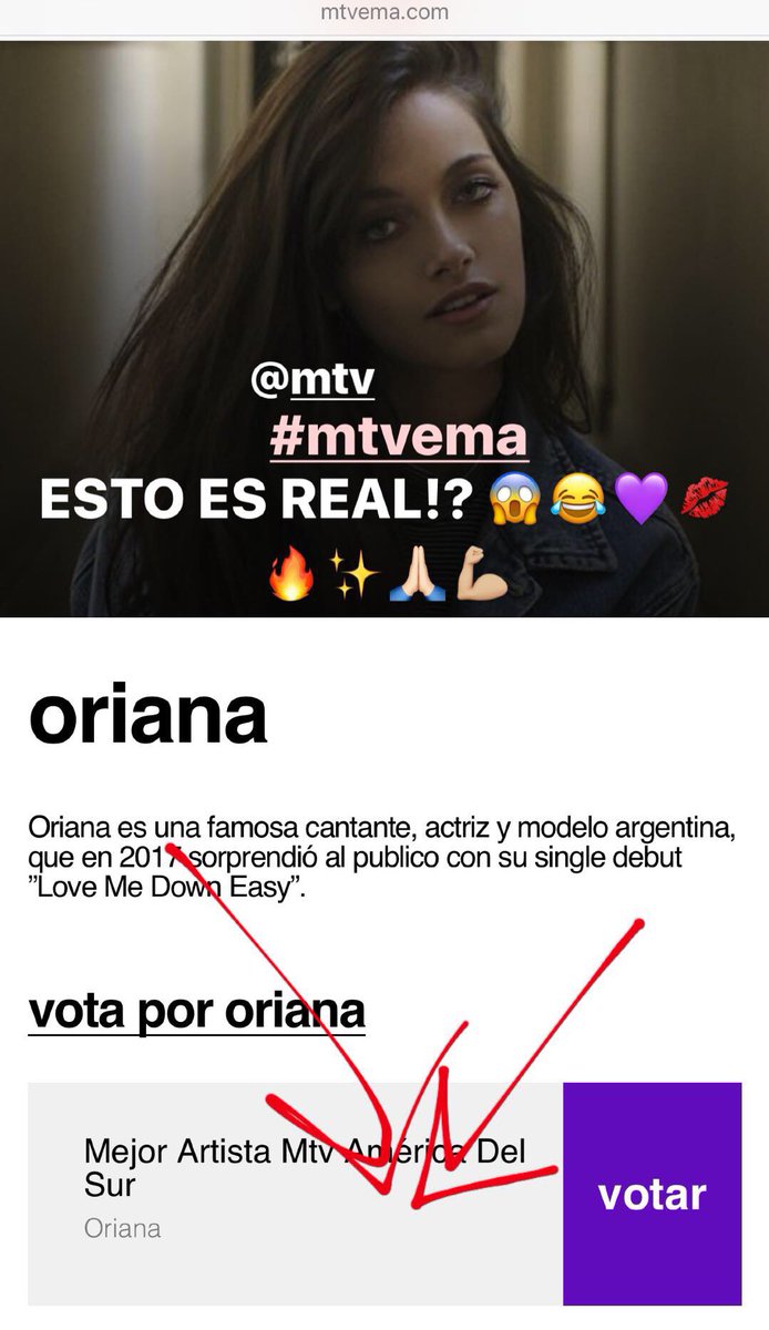 orisabatini's tweet photo. No lo puedo creer!!!!! Estoy nominada a los #MtvEmas, si esto es un sueño no me quiero despertar nunca mas 🙈A VOTAR! https://t.co/52BHPMhMAA https://t.co/txtFxAwRmi