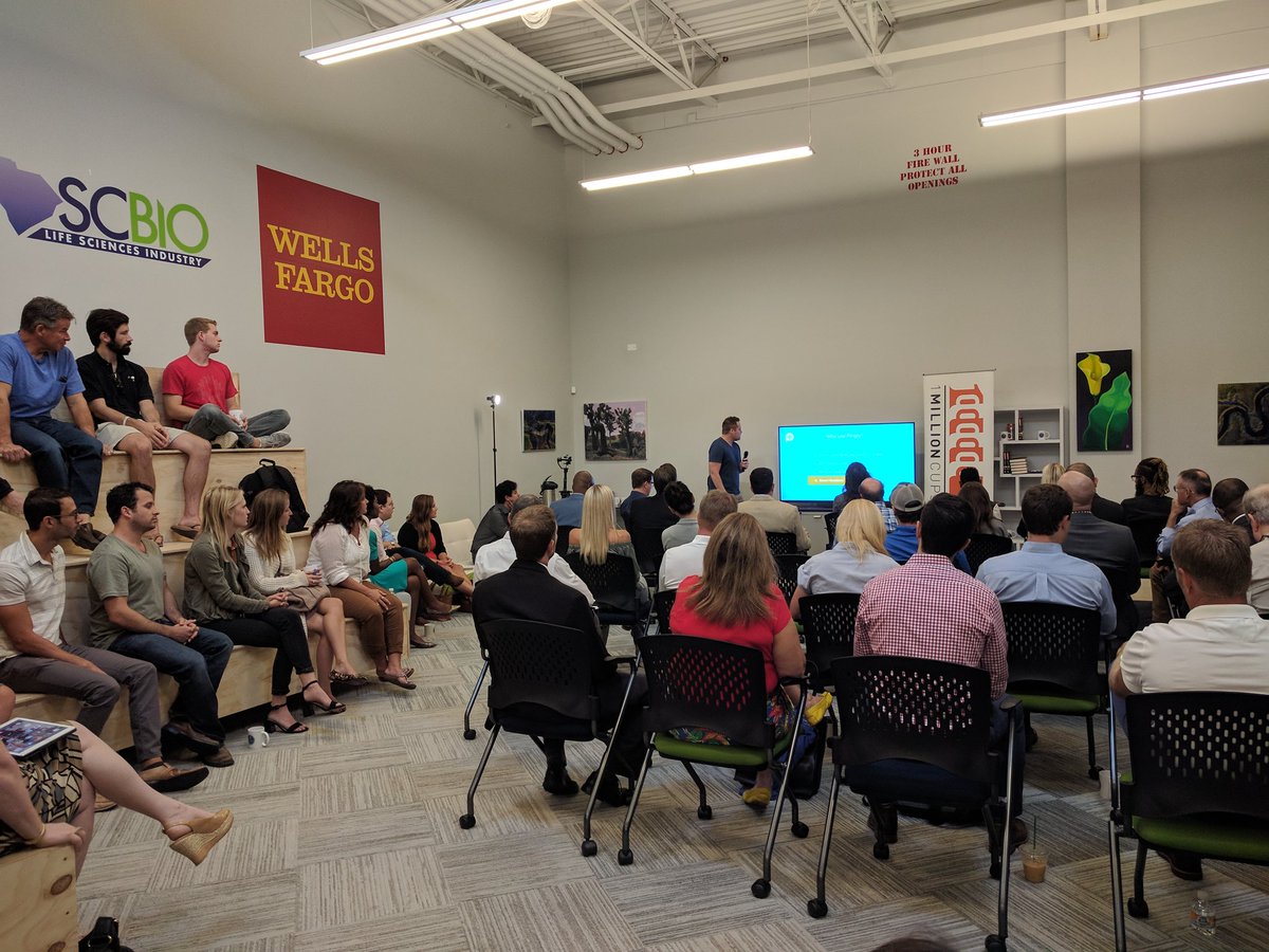 Full house at <a href="/1MC_Chs/">1 Million Cups Chs</a> for <a href="/noaheverett/">Noah</a> presenting <a href="/Pinglyapp/">Pingly</a>!