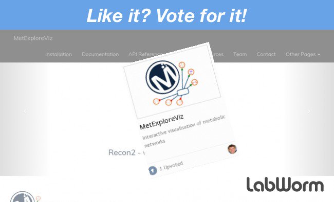 TheLabWorm's tweet photo. Featured now: #MetExploreViz, visualization of metabolic networks. Vote it up @ https://t.co/RJgr9zc8kp! Top 5 voted announced next week. https://t.co/pxzzWPERCS