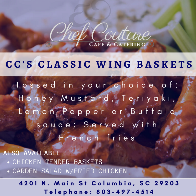 ChefCoutureCafe's tweet photo. CC's Wing Wednesday! A midweek boost for our loyal customers. Stop by today!
#ChefCouture #ColumbiaSC #Lunch #FacesOfColumbia #Wings https://t.co/noKEITXryN