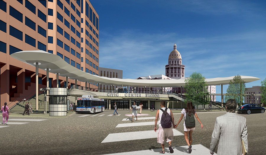SEHinc's tweet image. Canopy going up! @RideRTD Civic Center Sta. Thanks @MortensonDenver @MartinMartinInc @PerkinsEastman @structurflex ow.ly/PI7m30fDoAA