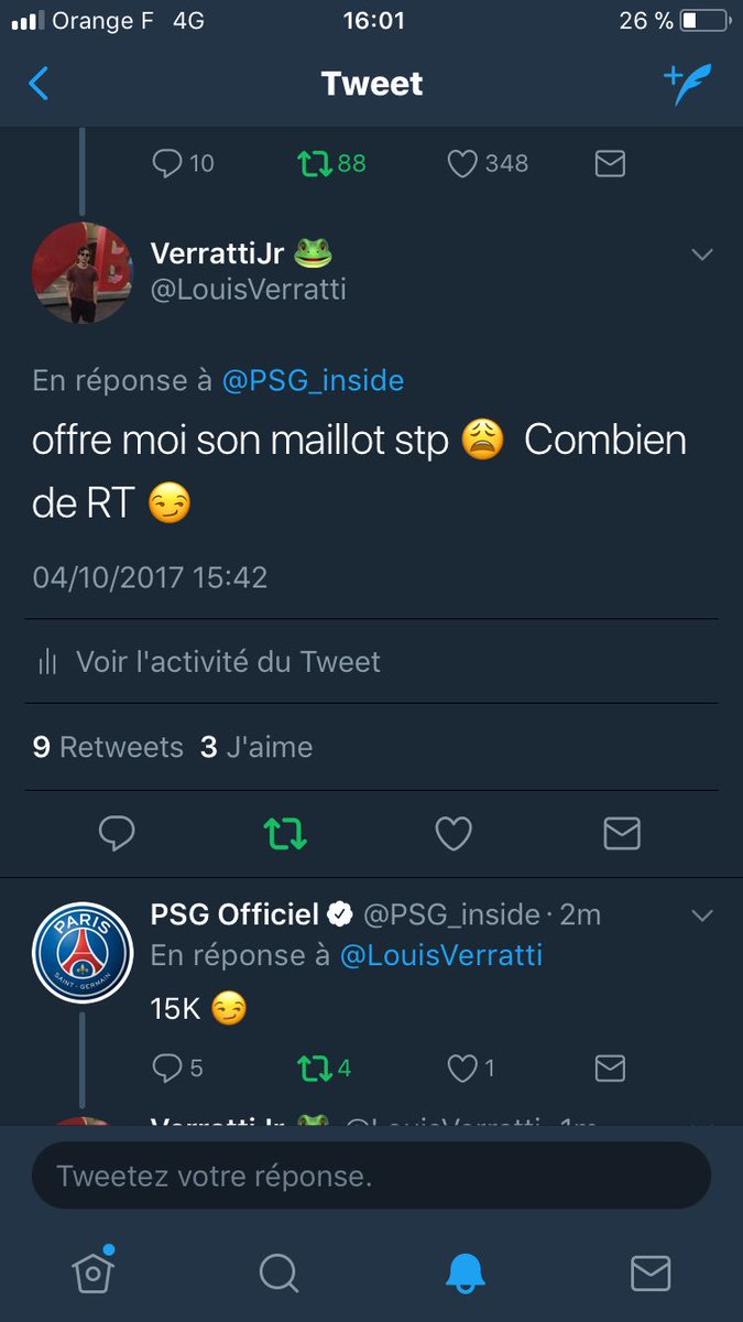 LouisVerratti's tweet photo. .@PSG_inside m’offre le maillot de Marco Verratti à 15K SVP 🙏🏼🙏🏼🙏🏼 https://t.co/GzJZaGe1W2