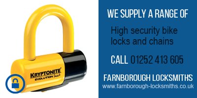 We supply a range of bike locks and chains. Call 01252 413 605 or visit farnborough-locksmiths.co.uk #Locksmith #Security