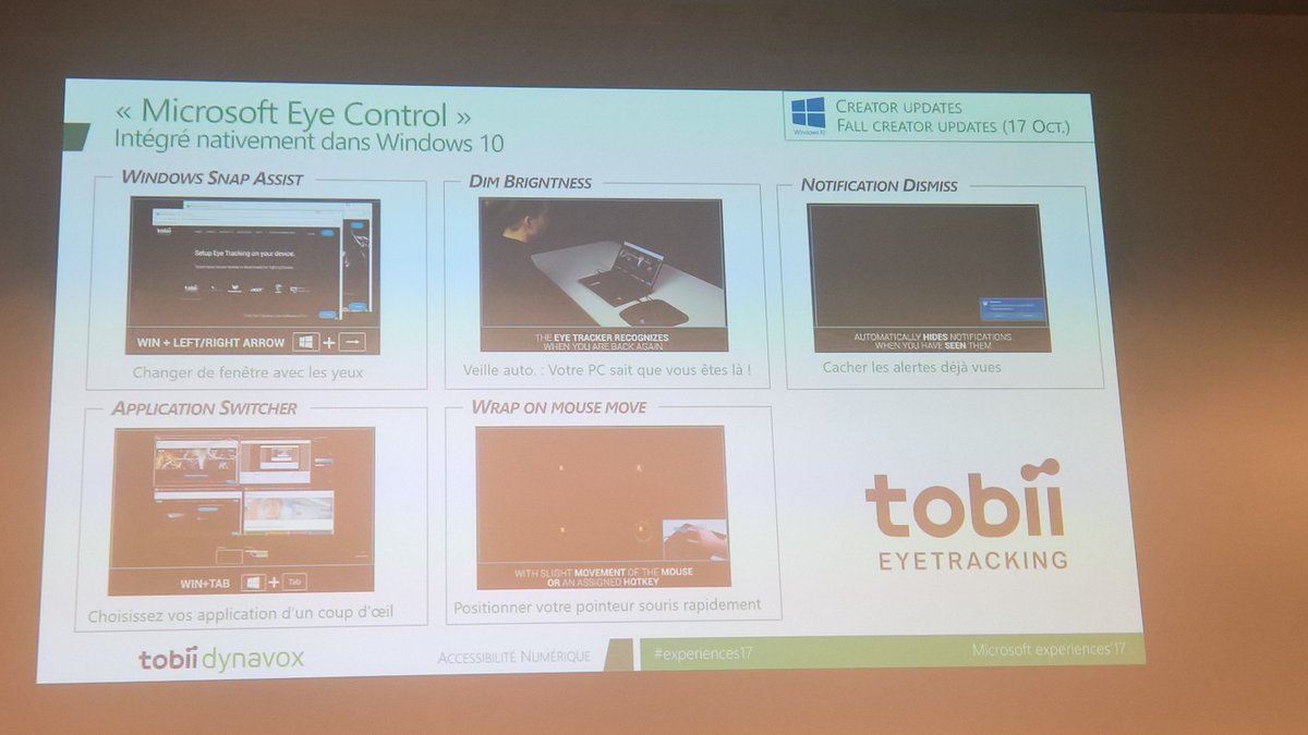 XdesHorts's tweet photo. Dans le prochain Windows10 , Eye Tracking #handicap #accessibilité #experience17 #creatorupdate 17octobre https://t.co/KiFMCdevdy